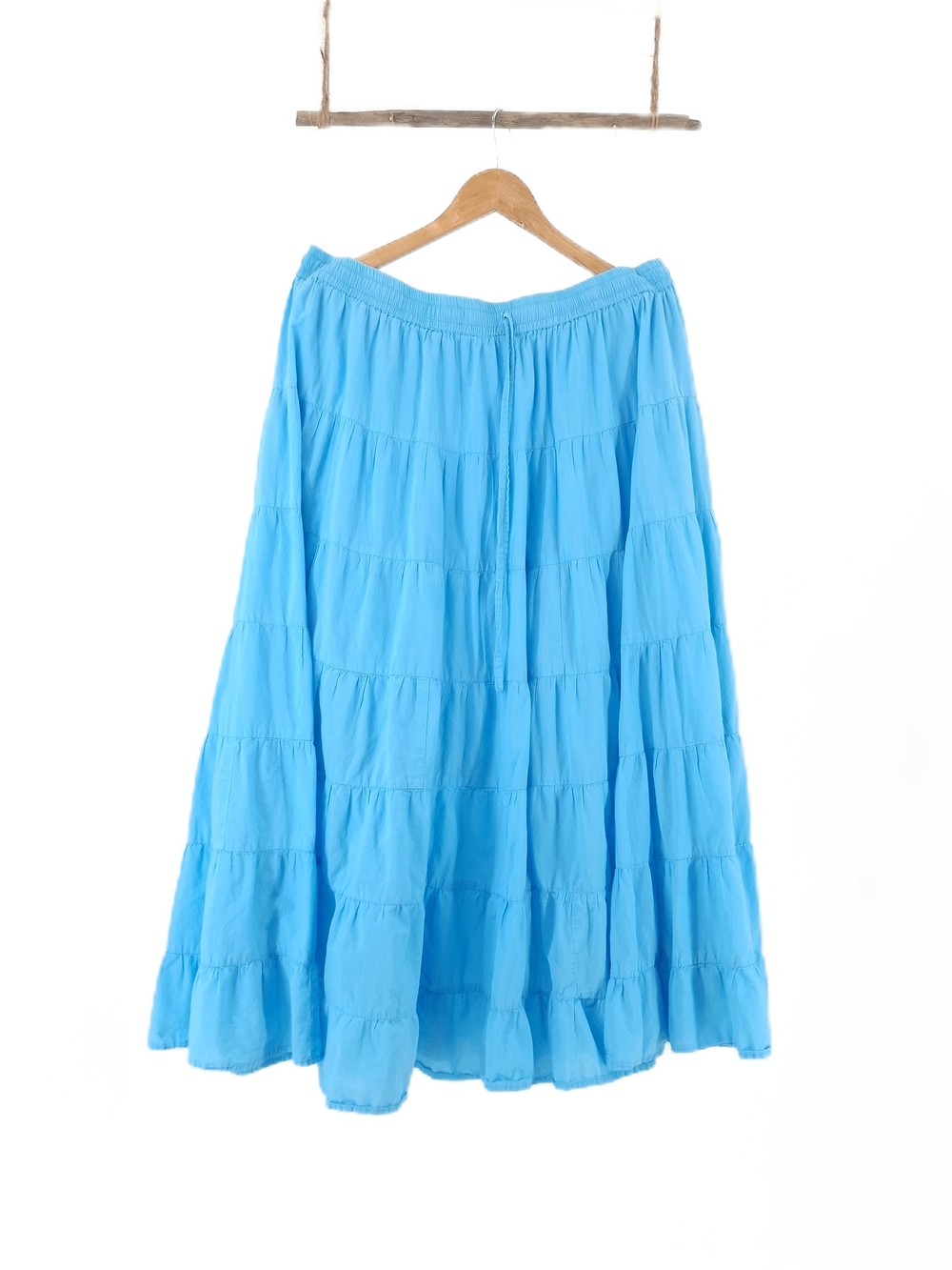 ✨Phagun Bright Blue 100% Cotton Tiered Boho Maxi Skirt✨